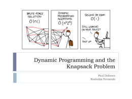Dynamic Programming and the Knapsack Problem