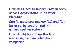 Net nitrogen mineralization in three North Florida