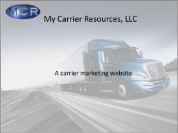 Carrier Presentation - My Carrier Resources