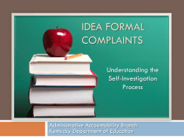 The IDEA Formal Complaint Process