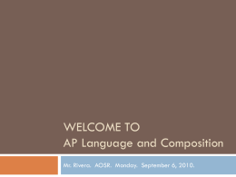 APLangCompDayOne - AP Language and Composition