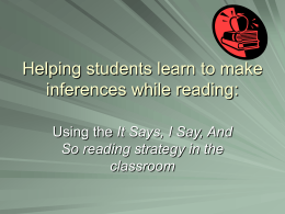 Helping students learn to make inferences while reading: