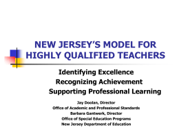 New Jersey`s HIGHLY QUALIFIED TEACHERS