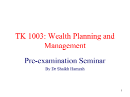 TK 1001: Wealth Planning and Management