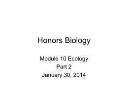 Honors Biology Module 10 Ecology Part 2