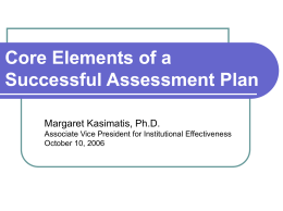 Core Elements of a Successful Assessment Plan