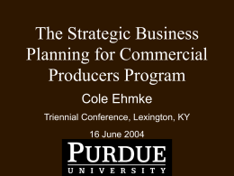 Strategic Business Planning for Commercial Producers Program