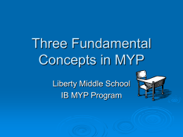 Three Fundamental Concepts in MYP