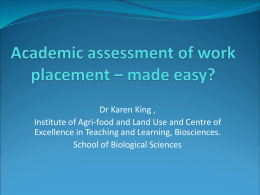 Work placement assessment – made easy?
