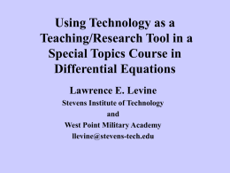 Using Technology as a Teaching/Research Tool in a Special Topics