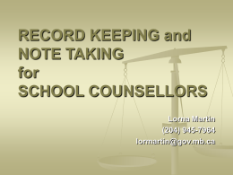 Record Keeping for School Counsellors