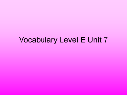 Vocabulary Level E Unit 7