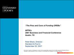 The Pros and Cons of Funding OPEBs