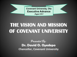 The Vision and Mission of Covenant University_studio