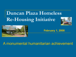 Duncan Plaza Homeless Re-Housing Initiative by Martha Kegel