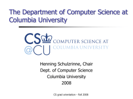CUCS-grad-orientation - Department of Computer Science