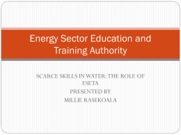 Scarce Skills in Water: The Role of ESETA