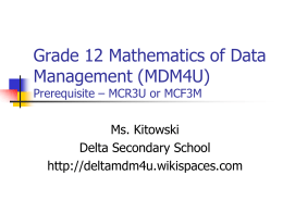 Grade 12 Mathematics of Data Management