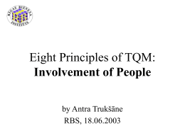 Eight Principles of TQM: Customer Focus