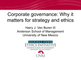 Corporate governance - Daniels Fund Ethics Initiative