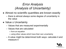 Error Analysis Lecture #1