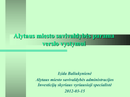 Savivaldybės parama verslo vystymui