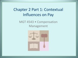 Chapter 2: Contextual Influences on Pay