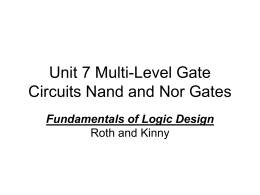 Unit 7 Multi-Level Gate Circuits Nand and Nor Gates