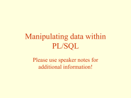 Manipulating data within PL/SQL