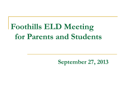 Dana Middle School ELD Meeting For Parents and Students