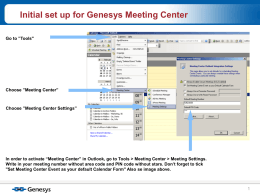 Initial set up for Genesys Meeting Center