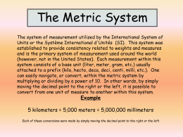 Metric System PowerPoint - Brandywine School District