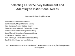 Possible Survey Tools - Library Assessment Conference