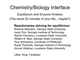 Equilibrium and Enzyme Kinetics (PowerPoint) Madison 2006