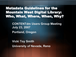 Metadata Guidelines for the Mountain West Digital Library