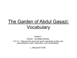 The Garden of Abdul Gasazi: Vocabulary