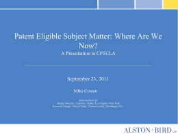 Patent Eligible Subject Matter: Where Are We Now?