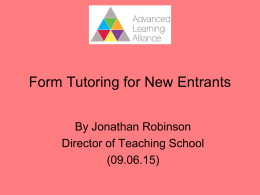Lecture: The Role of the Form Tutor in Secondary Schools in