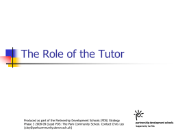 Role of the Tutor - Graduate School of Education