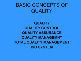 BASIC CONCEPTS OF QUALITY