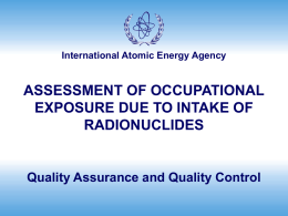 Quality Control - International Atomic Energy Agency