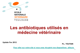 Familles d`antibiotiques utilisées en médecine vétérinaire