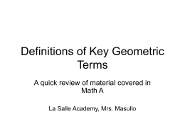 Definitions of Key Geometric Terms
