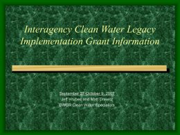 Interagency Clean Water Legacy Grant Information