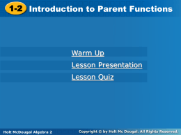 1.2 Introduction to Parent Functions