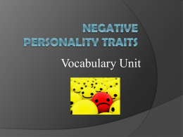 Negative Personality Traits Vocabulary