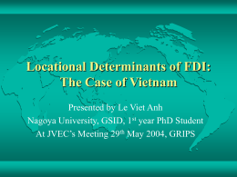 Locational Determinant of FDI: The Case of Vietnam