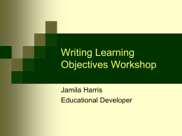 Writing Learning Objectives Workshop