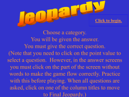 Jeopardy Icebreaker - Diocese of Arlington