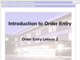 Intro to order entry